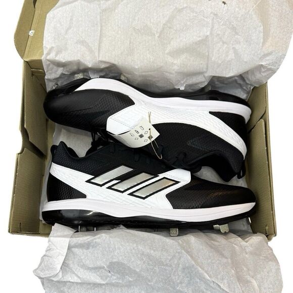 Adidas Mens Icon 8 Baseball Cleats Black White Metal Molded Cleats Size 17 NWT - Picture 4 of 8